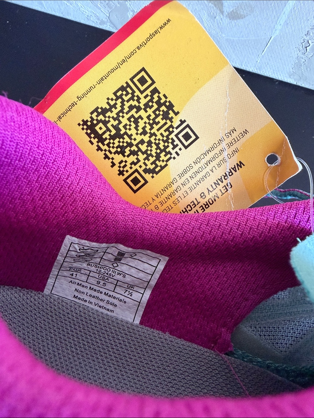 La Sportiva Women's Bushido lll Trail Runners in Mint and Pink - Picture 11 of 11